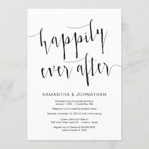 Editable Modern Black Script, Wedding Elopement Invitation