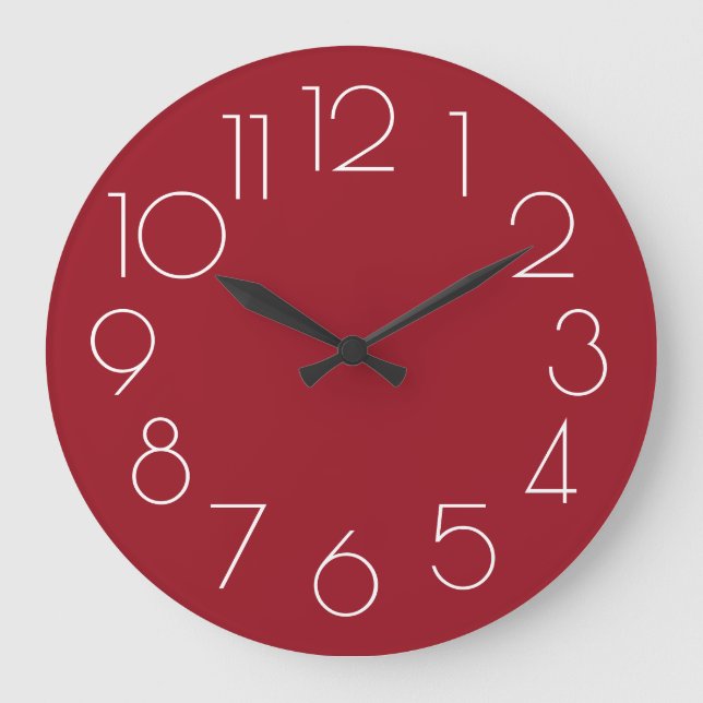 Editable Modern Minimalist Burgundy White Clock (Front)