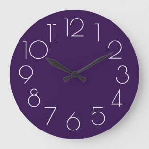 Editable Modern Minimalist Purple White Clock