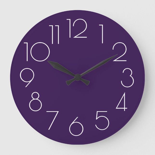 Editable Modern Minimalist Purple White Clock (Front)