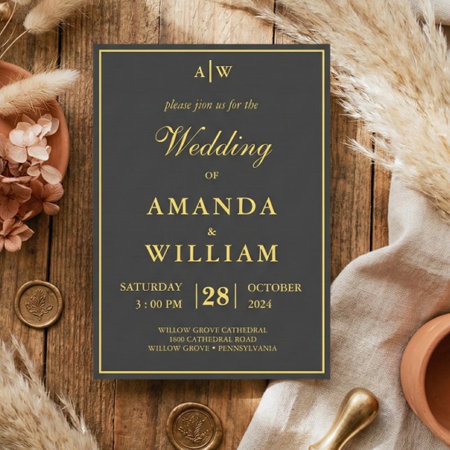Editable modern Minimalist Suite gold Wedding Invitation (Creator Uploaded)