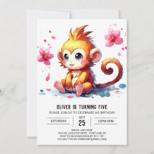 Editable Modern Monkey Birthday Invitation