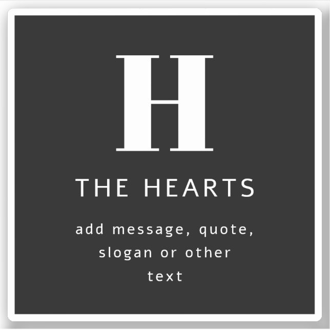 Editable Modern Monogram Name & Message | Black (Front)