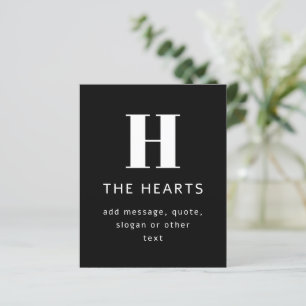 Editable Modern Monogram Name & Message Black