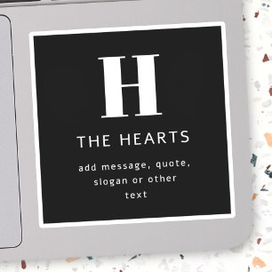 Editable Modern Monogram Name & Message   Black