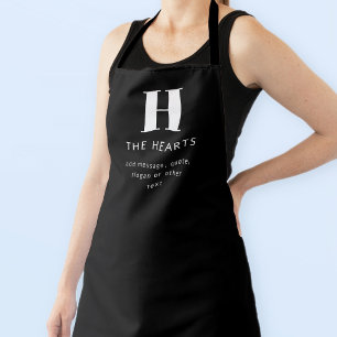 Editable Modern Monogram Name & Message   Black Apron
