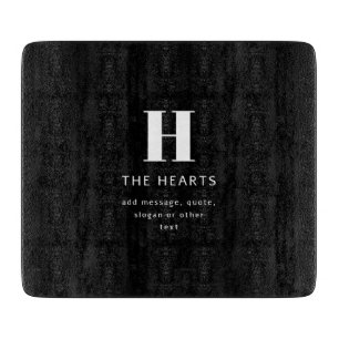 Editable Modern Monogram Name & Message Black Cutting Board