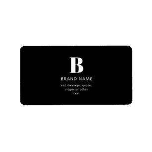 Editable Modern Monogram Name & Message   Black Label