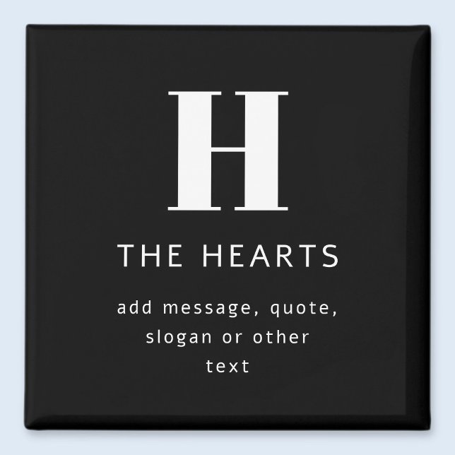 Editable Modern Monogram Name & Message | Black Magnet (Creator Uploaded)