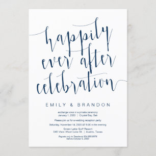 Editable Modern Navy Blue font, Wedding Elopement Invitation