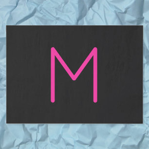 Editable Modern Pink & Black Monogram Tissue Paper