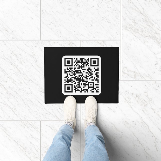 Editable Modern QR code | Black White or Any Colou Doormat (Indoor)