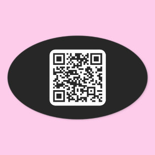 Editable Modern QR code   Black White or Any Colou Oval Sticker