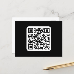 Editable Modern QR code   Black White or Any Colou Postcard