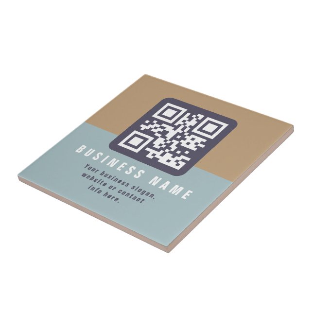 Editable Modern QR code Template | Muted Colours Ceramic Tile (Side)