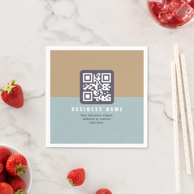 Editable Modern QR code Template | Muted Colours Napkin (Insitu)