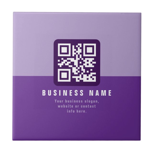 Editable Modern QR code Template | Purples Ceramic Tile (Front)