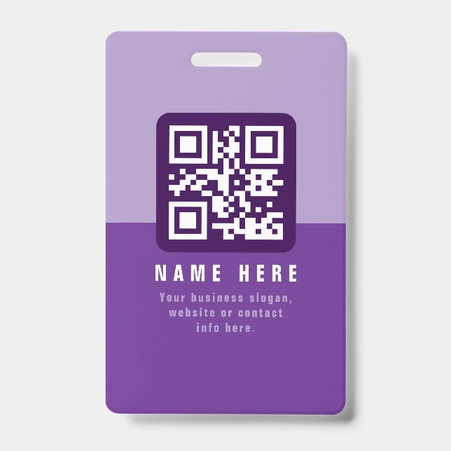 Editable Modern QR code Template | Purples ID Badge (Front)