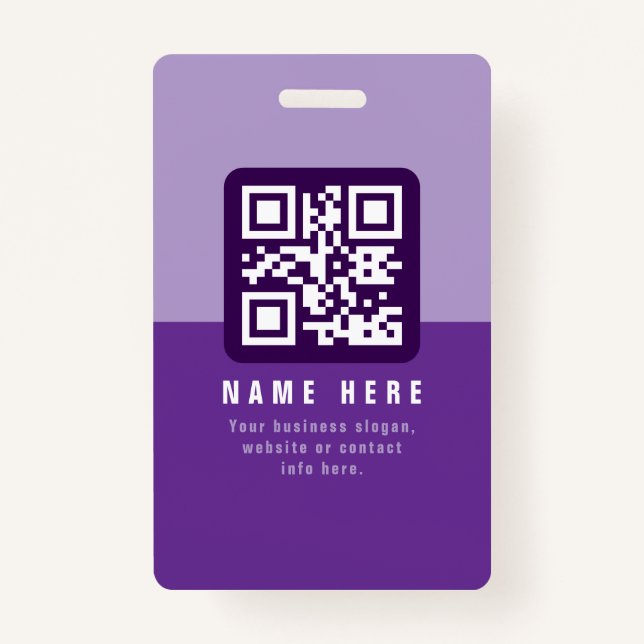 Editable Modern QR code Template | Purples ID Badge (Front)