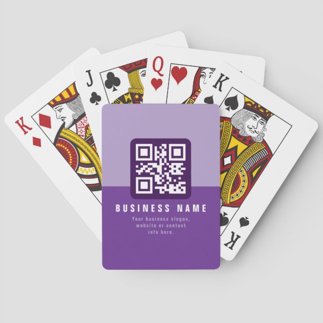 Editable Modern QR code Template | Purples Playing Cards (Back)