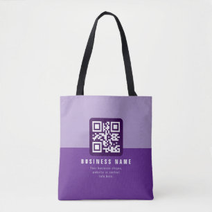 Editable Modern QR code Template Purples Tote Bag