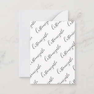 Editable Modern Scrip Text Pattern   Black & White Card