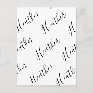 Editable Modern Scrip Text Pattern   Black & White Postcard