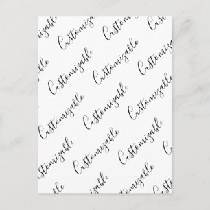 Editable Modern Scrip Text Pattern   Black & White Postcard
