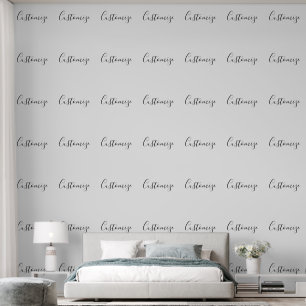 Editable Modern Scrip Text Pattern   Black & White Wallpaper