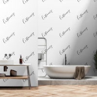 Editable Modern Scrip Text Pattern | Black & White