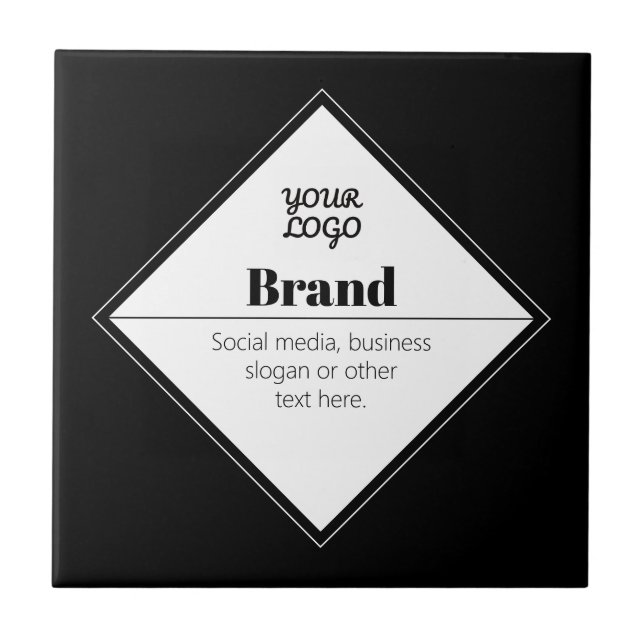 Editable Modern Text Design & Your Logo Ceramic Tile (Front)