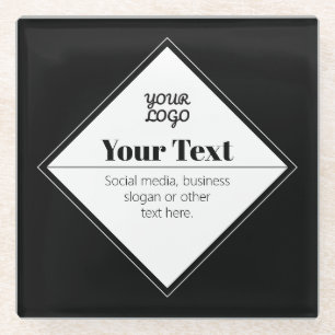 Editable Modern Text Design & Your Logo Glass Coaster