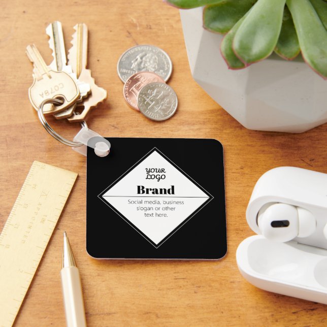 Editable Modern Text Design & Your Logo Key Ring (Desk)