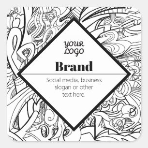 Editable Modern Text Design & Your Logo Square Sticker