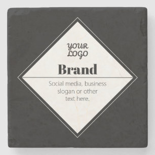Editable Modern Text Design & Your Logo Stone Coaster