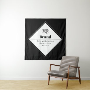 Editable Modern Text Design & Your Logo Tapestry