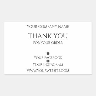 Editable, Modern, Thank You For Your Order Rectangular Sticker