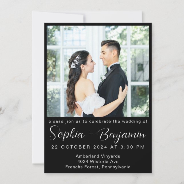 editable modern wedding Invite Card Photo Collage  (Front)