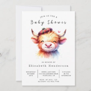 Editable Modern Whimsical Cow Baby Shower Invitation