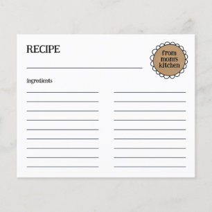 Editable MOM'S KITCHEN Rustic Doodle Recipe Card