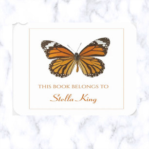 Editable Monarch Butterfly Bookplate Square Sticker