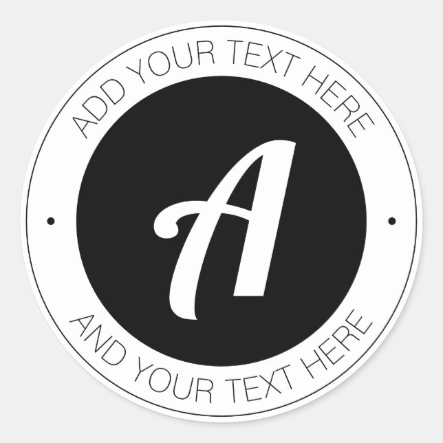 Editable Monogram or add Your Own Logo Classic Round Sticker (Front)
