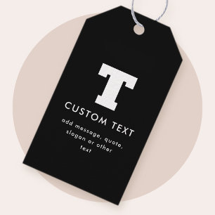 Editable Monogram Text Black & White Gift Tags