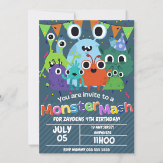 Editable Monster Birthday Party Invitation