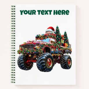 Editable Monster Truck Christmas Spiral Notebook