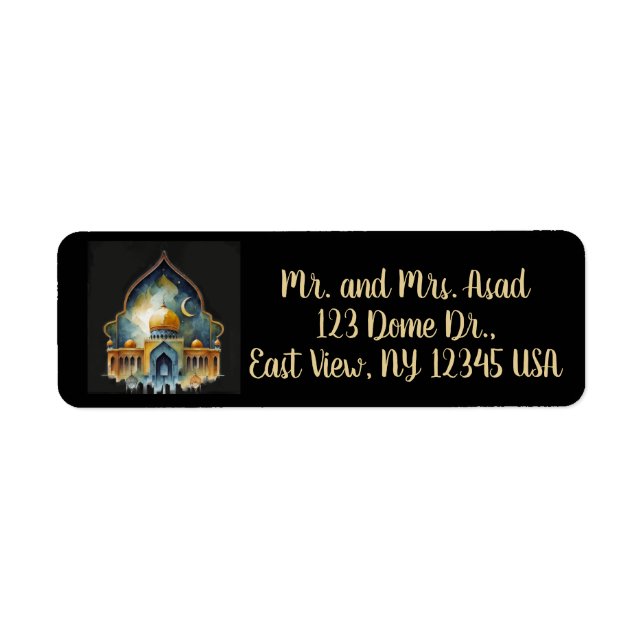 Editable Mosque and Moon Return Address Return Address Label (Front)