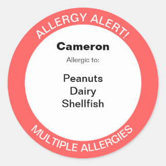 Editable Multiple Food Allergies Alert Classic Round Sticker