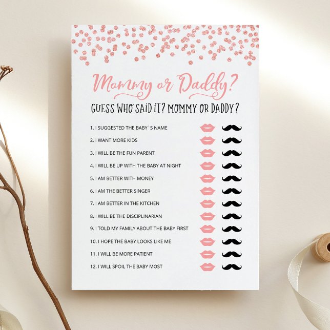 Editable Mummy or Daddy Baby Shower game Card (Creator Uploaded)
