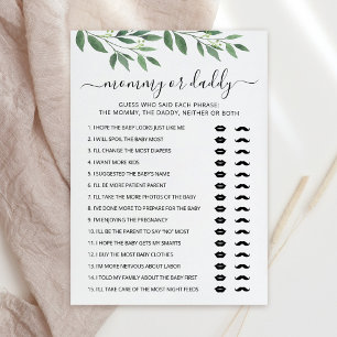 Editable Mummy or Daddy Baby Shower game Card