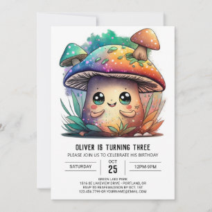 Editable Mushroom Kids Birthday Invitation